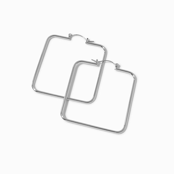 Silver-Tone Square 50MM Hoop Earrings,