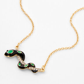 Gold &amp; Black Snake Pendant Necklace,