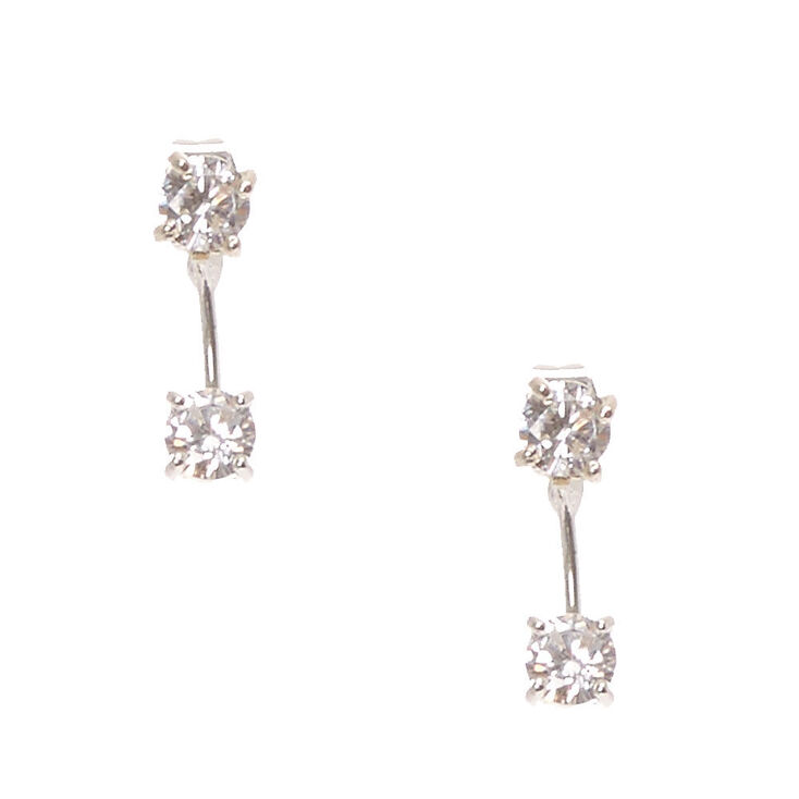 Double Cubic Zirconia Front & Back Drop Earrings,