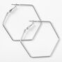 Silver 40MM Hexagon Hoop Earrings,
