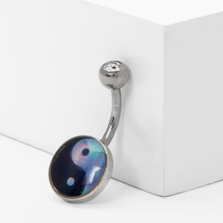 Silver 14G Glow In The Dark Yin Yang Belly Ring,