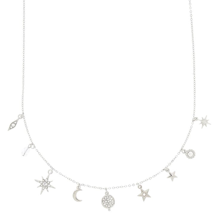 Silver Cosmic Charm Pendant Necklace,