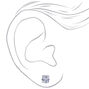 Silver Cubic Zirconia Graduated Square Stud Earrings - 3 Pack,