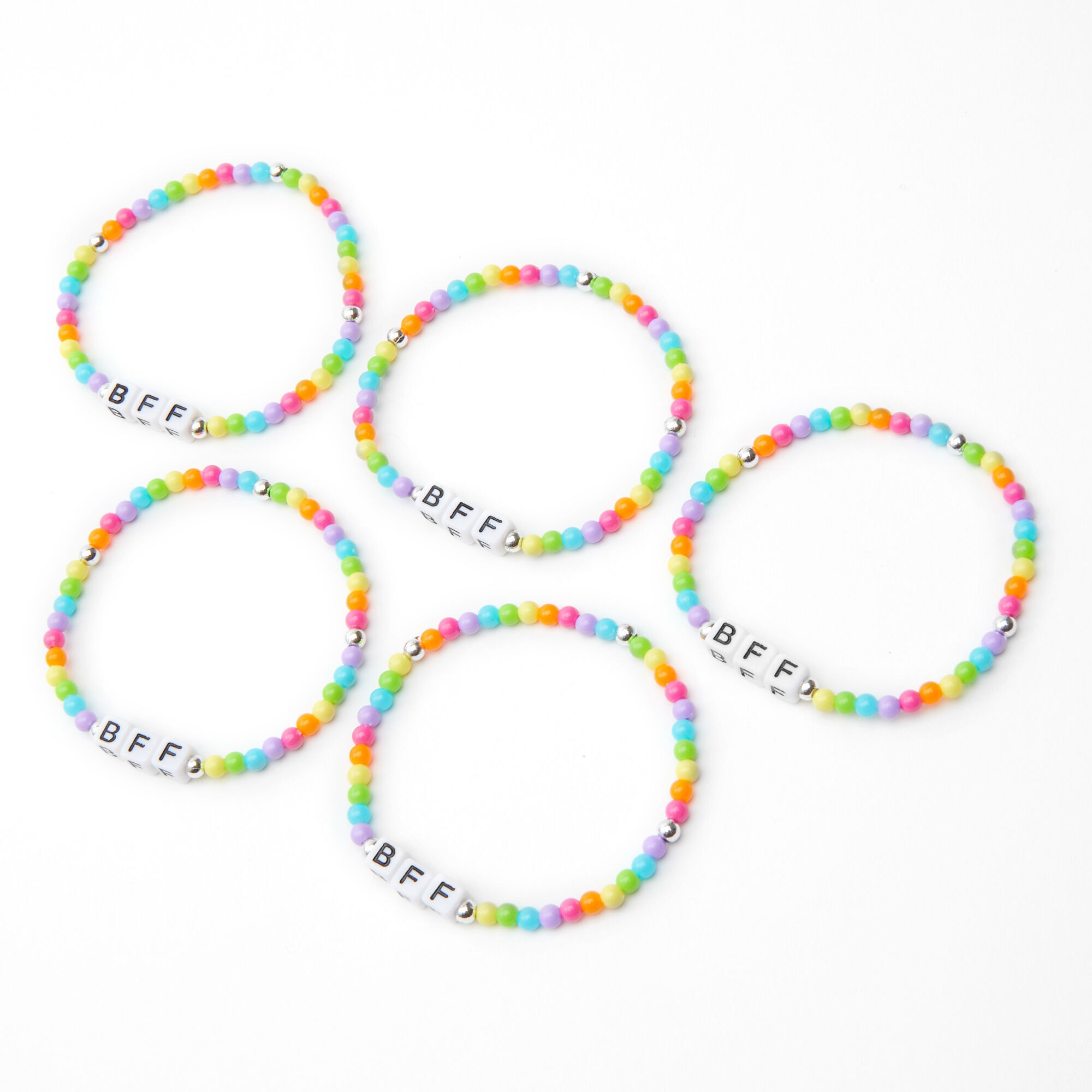 Rainbow Bead Stretch Friendship Bracelets 5 Pack Icing US