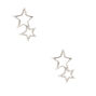Sterling Silver Double Open Star Stud Earrings,