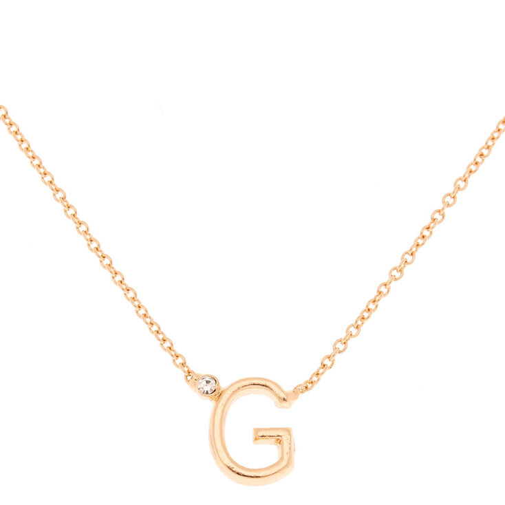 Gold Stone Initial Pendant Necklace - G,