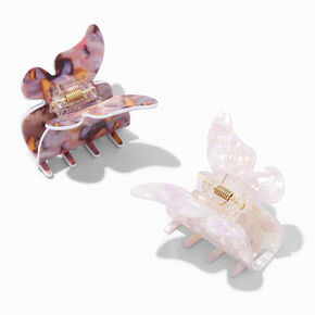 Purple &amp; White Tortoiseshell Butterfly Hair Claws - 2 Pack,