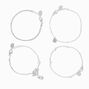 Silver Pearl Toggle Link Chain Bracelet Set - 4 Pack,