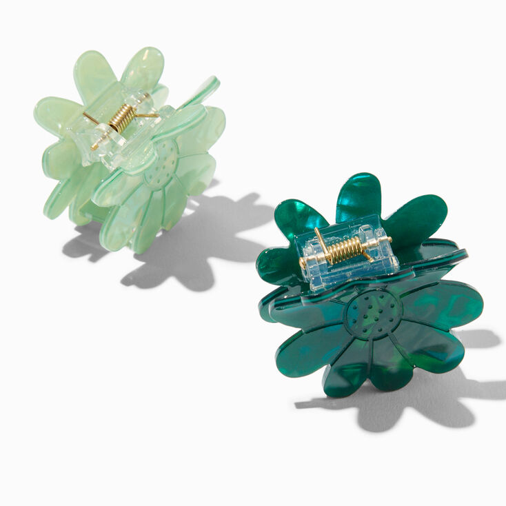 Green Pearlized Flower Hair Claws - 2 Pack,