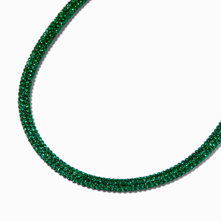 Green Crystal Pav&eacute; Tube Choker Necklace,
