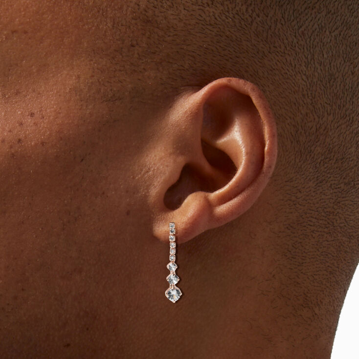 Rose Gold Rhinestone Teardrop Y-Neck Necklace &amp; Drop Earrings Set - 2 Pack,