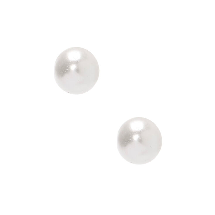 Sterling Silver 4MM Glass Pearl Stud Earrings,