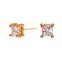 18kt Gold Plated Cubic Zirconia Square Stud Earrings - 3MM,