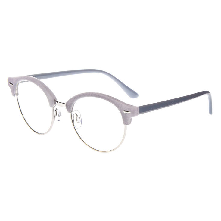 Velvet Browline Clear Lens Frames - Gray,