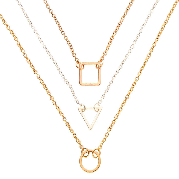 Mixed Metal Geo Necklace Set,