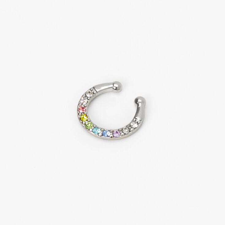 Rainbow Crystal Faux Septum Nose Ring,