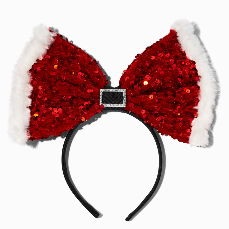Santa&#39;s Suit Sequin Bow Headband,