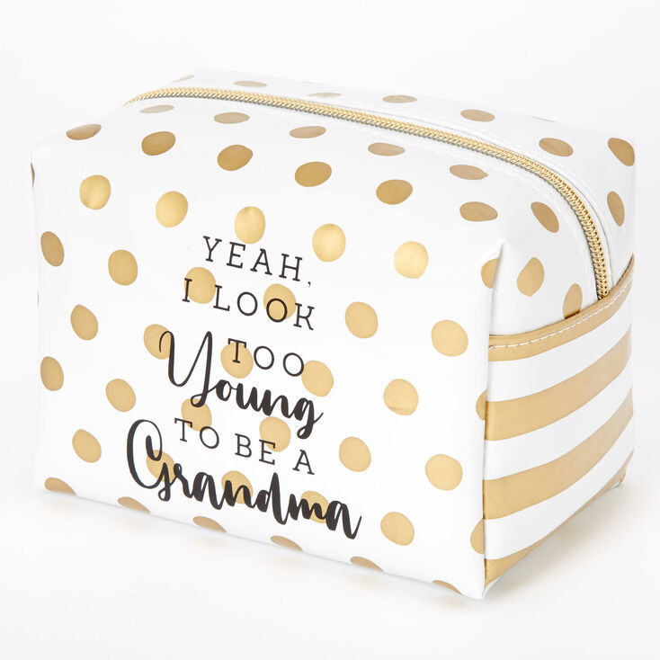 Too Young To Be A Grandma Polka Dot Makeup Bag - Gold,