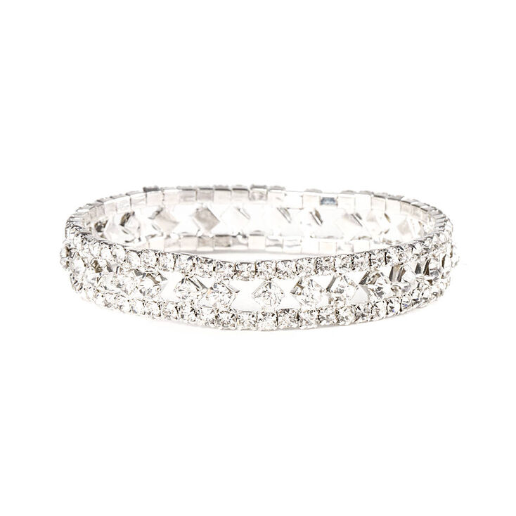Rhinestone Diamonds & Chains Stretch Bracelet,