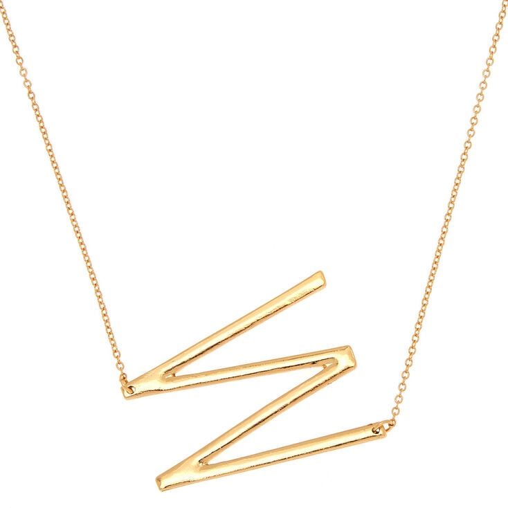 Oversized Initial Pendant Necklace - W,