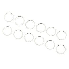 Silver 15MM Textured Hoop Earrings - 6 Pack,