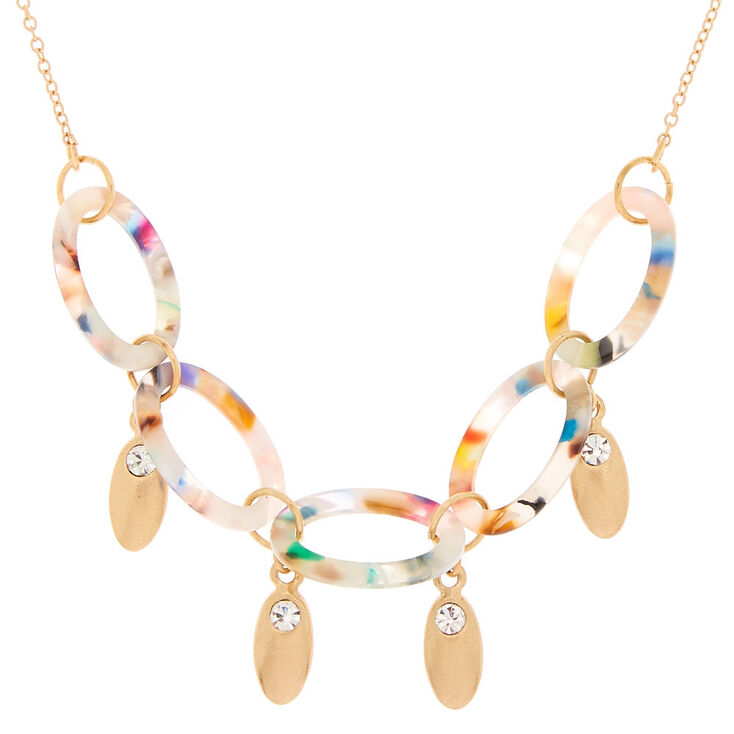 Resin Painted Link Statement Necklace,
