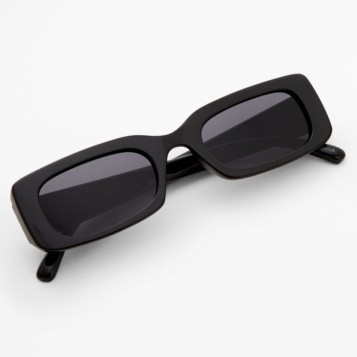 Black Rectangular Retro Sunglasses,