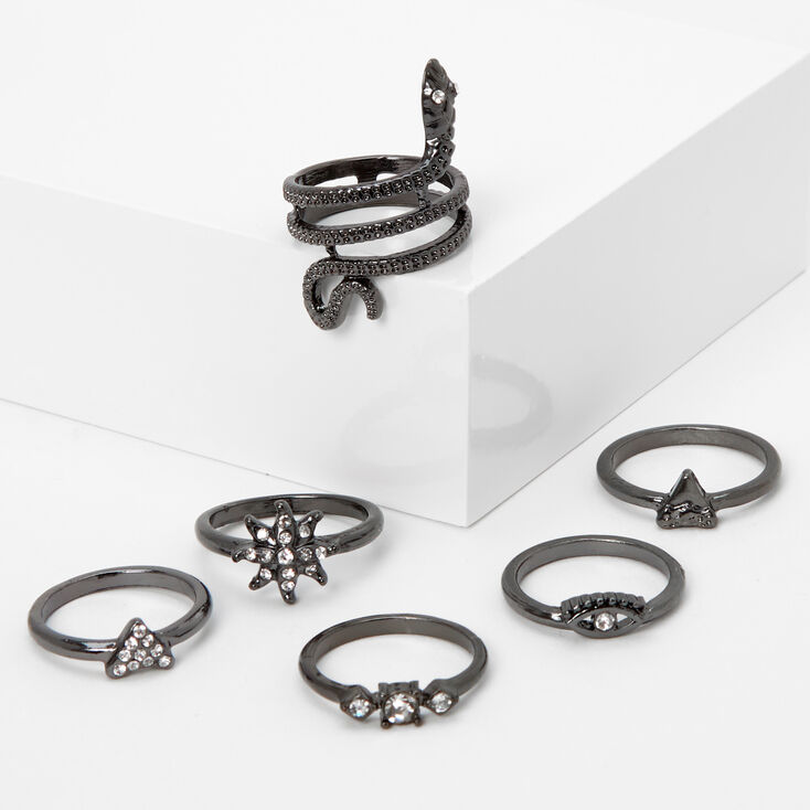 Black Mystical Snake Rings - 6 Pack,