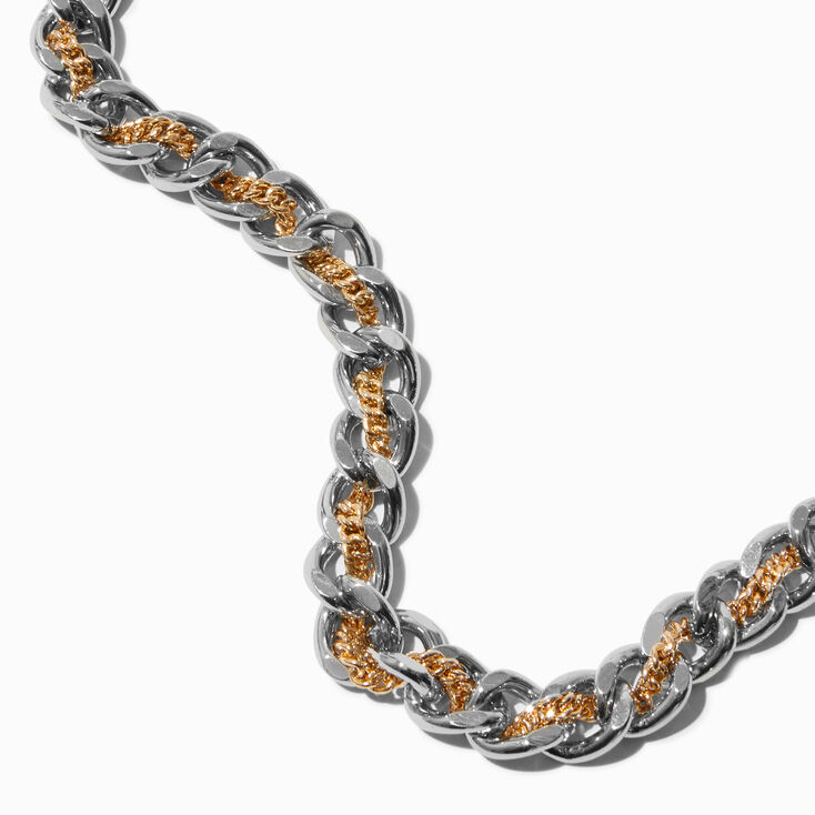 Mixed Metal Weaved Chain Necklace ,