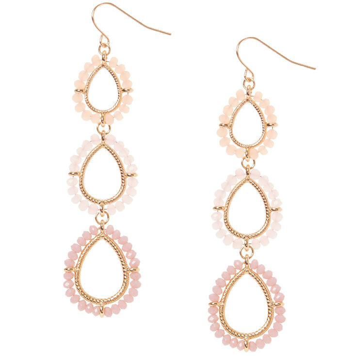 Gold 2.5" Beaded Drop Earrings,