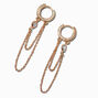 Gold-tone Cubic Zirconia 10MM Huggie Hoop Chain Earrings,