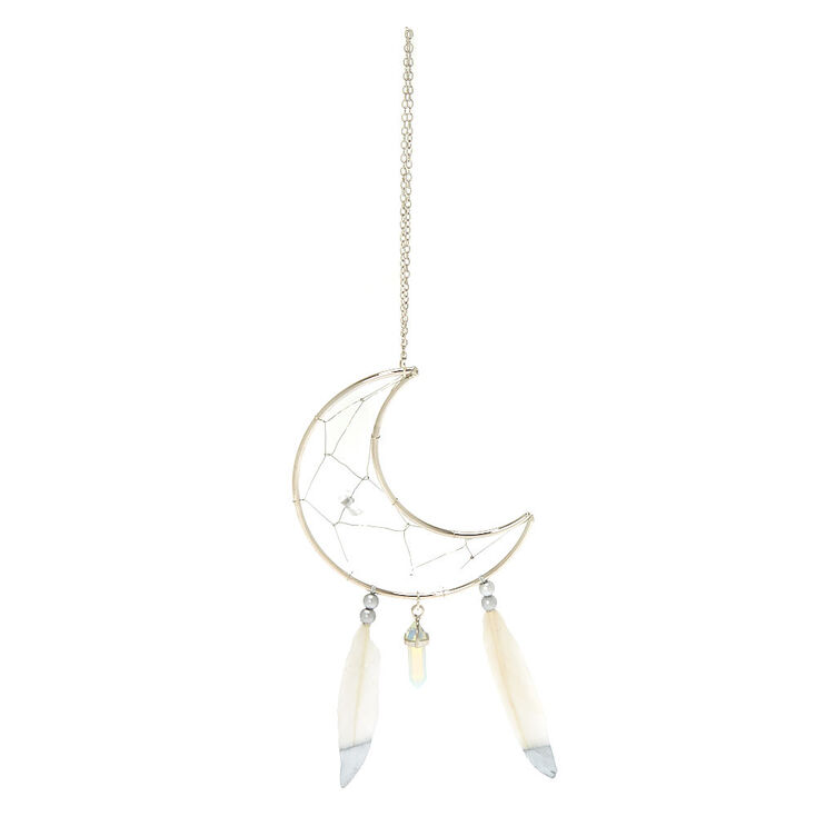 Crystal Moon Dream Catcher Wall Art - Silver,
