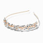 Rose Gold-tone Crystal Leaf &amp; Pearl Headband,