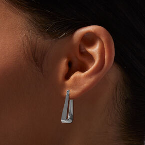 Silver-tone Triangular Oval 30MM Hoop Earrings,
