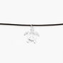 Silver Peace Turtle Charm Black Cord Choker Necklace,