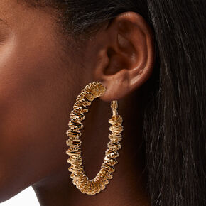 Gold-tone Textured 70MM Hoop Earrings,