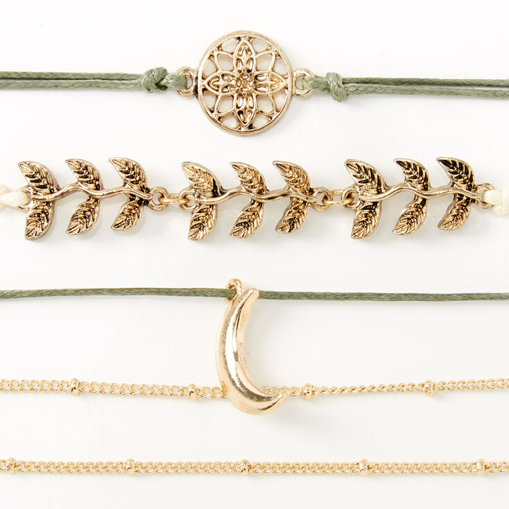Antique Mother Nature Bracelets - Green, 5 Pack,