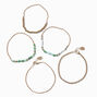 Green &amp; Gold Beaded Chain Bracelet Set - 5 Pack,