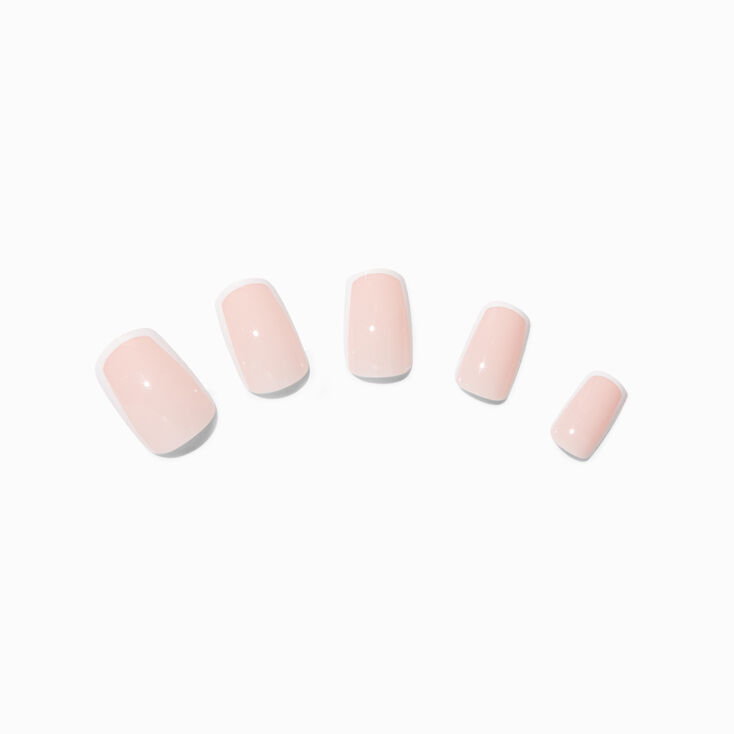 White Border Mid Square Press On Vegan Faux Nail Set -  24 Pack,