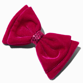 Pink Velvet Sequin Bow Hair Clip,