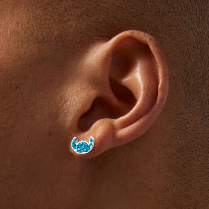 Disney Stitch Sterling Silver Druzy Stud Earrings,