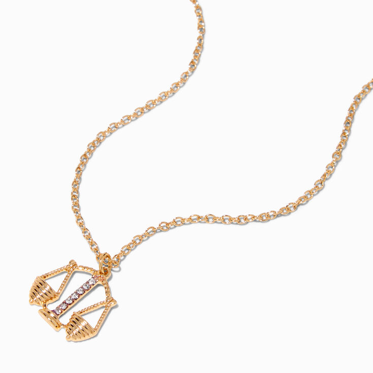 Gold Zodiac Symbol Pendant Necklace - Libra,