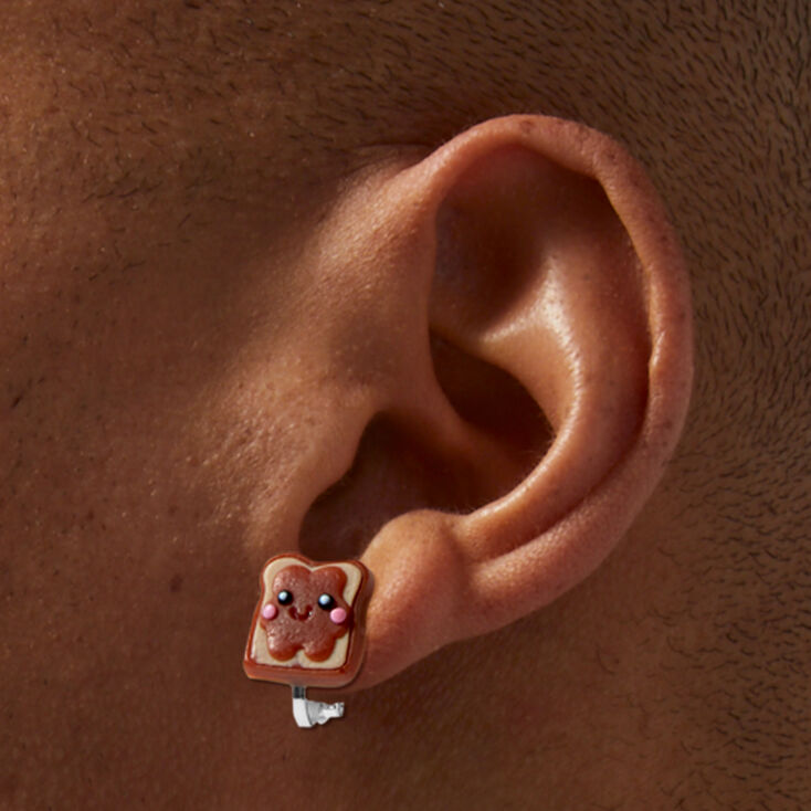 Peanut Butter &amp; Jelly Sandwich Clip On Earrings,