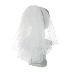 Shoulder Length Rhoinestone Bridal Veil - White,
