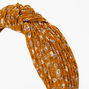Floral Pleated Knot Headband - Brown,
