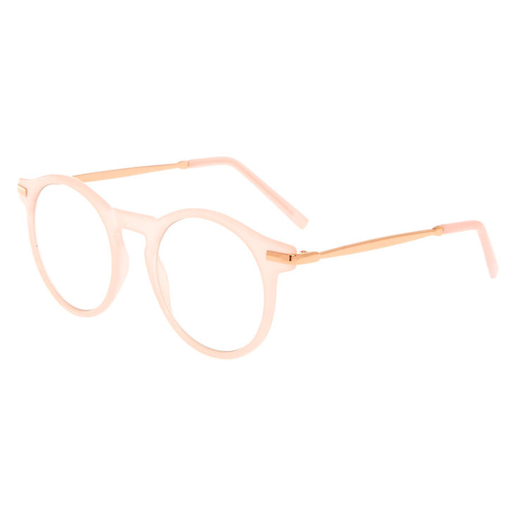 Rose Gold Round Clear Lens Frames - Nude,