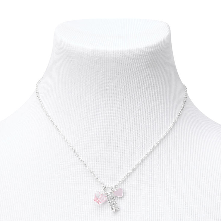 Silver Zodiac Charm Pendant Necklace - Aries,