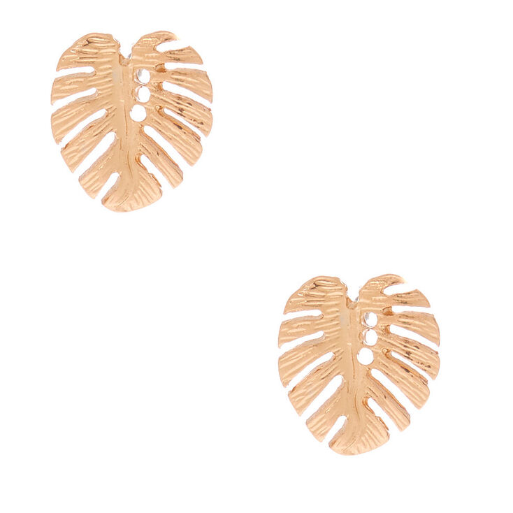 Gold Palm Leaf Stud Earrings,