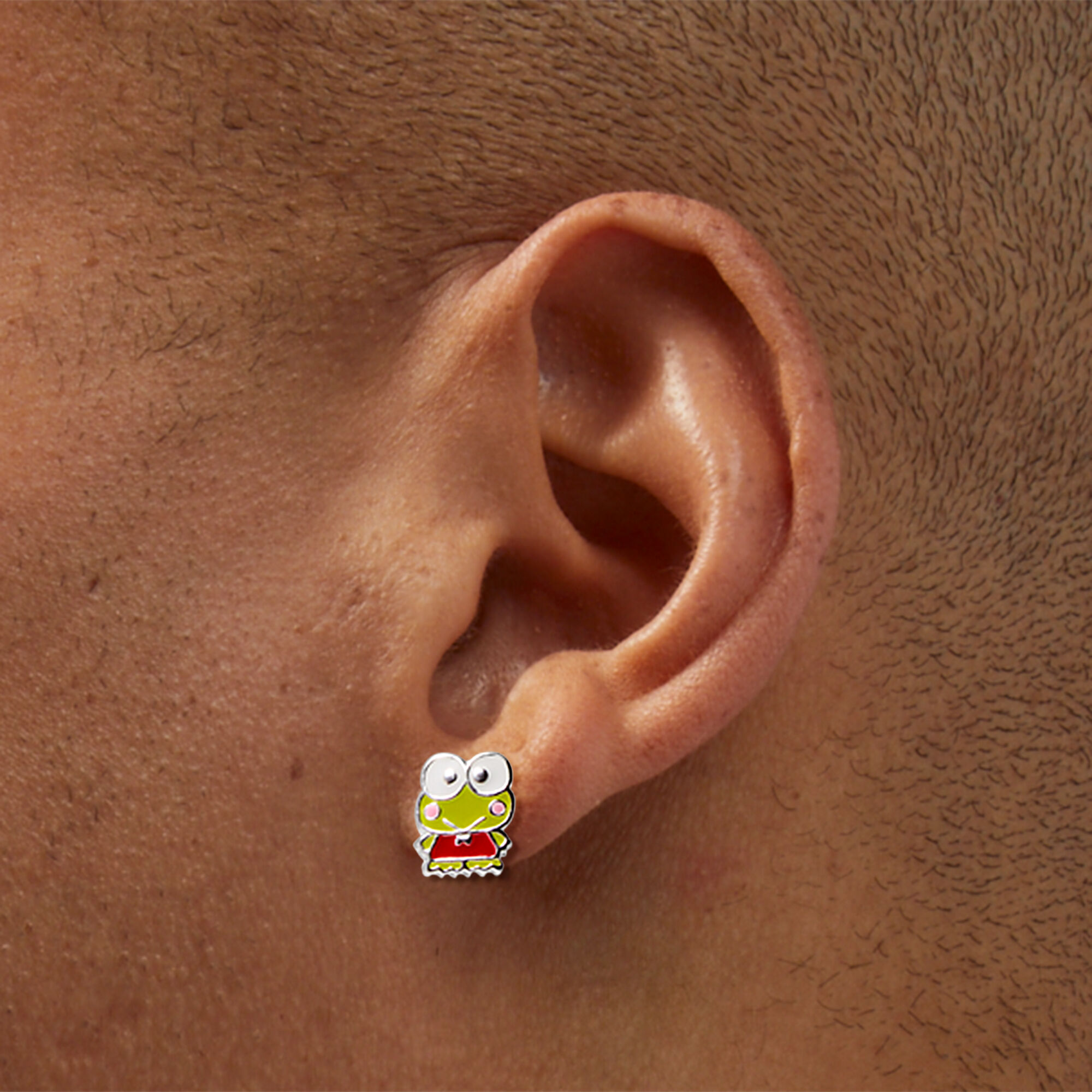 Sterling Silver Hello Kitty and Friends Keroppi Enamel Stud Earrings Icing US