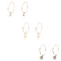 Silver Crystal Pearl Stud &amp; Hoop Earrings - 6 Pack,
